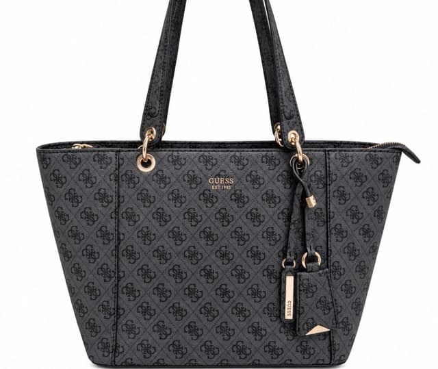 Bolsa Guess grande com monograma grafite em fundo branco